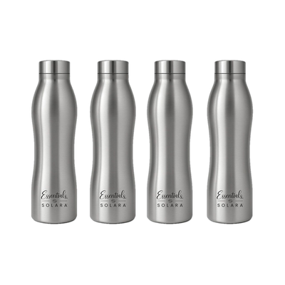 Solara Water Bottle 1 Liter for kids, Fridge, Office, 1000 ml Stainless Steel Bottle(Pack of 4, Silver)