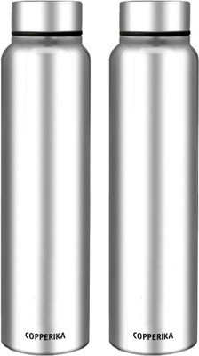 Copperika 1000 ml Steel Bottle(Pack of 2, Steel/Chrome)