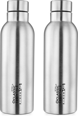 Classic Essentials Stainless Steel Capsule Water Bottle For Fridge, School, Home, Office, Travel 1000 ml Bottle(Pack of 2, Silver, Steel)