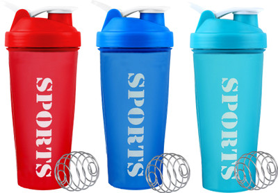 ZYRO 650 ml Plastic Shaker(Pack of 3, Green, Red, Blue)