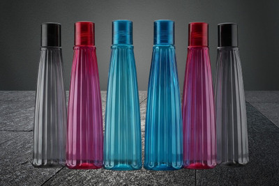 Lecco plastic water bottle set of 6 1000 ml Bottle(Pack of 6, Multicolor, PET)