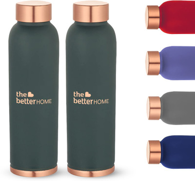The Better Home 950 ml Copper Bottle(Pack of 2, Green)