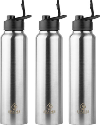 SPADES 1000 ml Stainless Steel Bottle(Pack of 3, Silver)