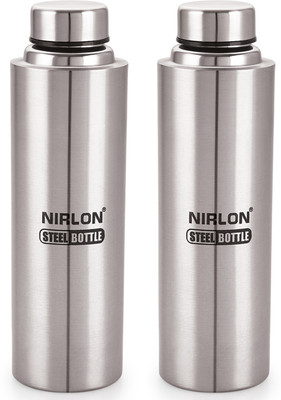 NIRLON 1000 ml Steel Bottle(Pack of 2, Silver)