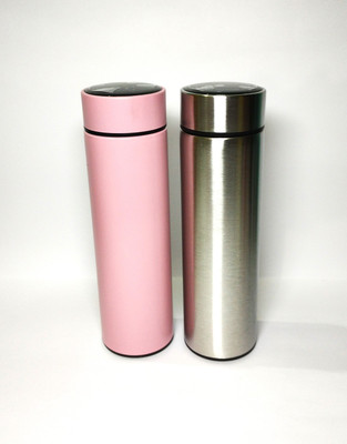 Neeladri Collection COMBO SMART WATER BOTTLE WITH LED DISPLAY 500 ml Flask(Pack of 2, Pink, Silver, Stainless Steel)