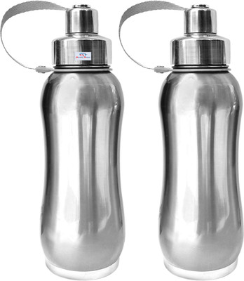 Heart Home 1000 ml Steel Bottle(Pack of 2, Silver)