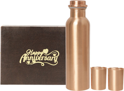 INTERNATIONAL GIFT 1000 ml Copper Bottle With Drinking Glass(Pack of 1, Brown)
