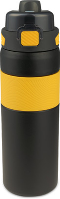 Home-pro 800ml Hot & Cold Thermosteel Vaccum Flask Sports Bottle with Push Button 800 ml Flask(Pack of 1, Black, Steel)