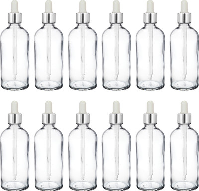 HouseOfCommon 100 ml Glass Bottle(Pack of 12, Clear)