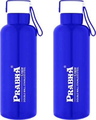 PRABHA Craze Double Wall Steel Fridge Water Bottle Office College School Kids 350 ml Bottle(Pack of 2, Blue, Steel)
