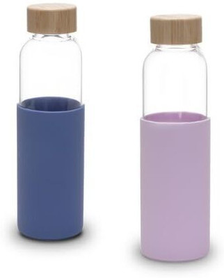 KUBER INDUSTRIES 550 ml Glass Bottle(Pack of 2, Purple, Blue)