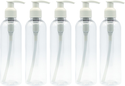 FUTURA MARKET Multi Purpose useble (Pump) bottel for Sanitizers/Soap Dispenser/Refillable Travel 200 ml Bottle(Pack of 5, White, Plastic)