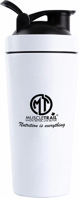 Muscletrail 750 ml Steel Shaker(Pack of 1, White)