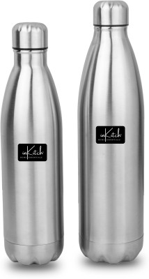 inKitch Double Walled Vacuum Flask/Water Bottle, 24 Hours Hot and Cold Insulation 1500 ml Flask(Pack of 2, Silver, Steel)