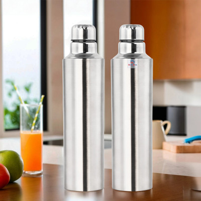 Heart Home 1000 ml Steel Bottle(Pack of 2, Silver)