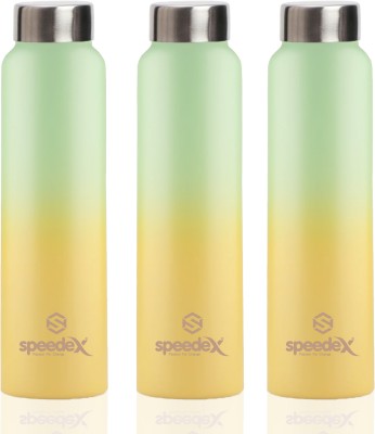 SPEEDEX ATELIER Single Walled Stainless Steel Fridge Water Bottle School Kids Bottle (P 1000 ml Bottle(Pack of 3, Yellow, Green, Steel)