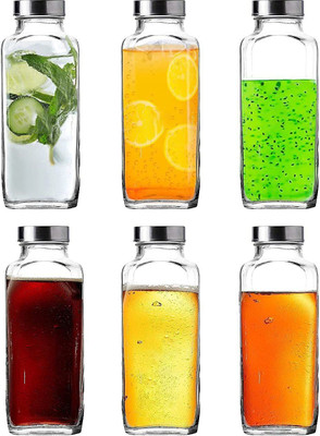 Goodhomes 1000 ml Glass Bottle(Pack of 6, Clear, Steel/Chrome)