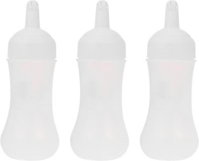 Lellow Plastic Ketchup Squeeze Bottle,Condiment Dispenser For Sauce Vinegar Oil Cruet 280 ml Bottle(Pack of 3, White, Plastic)