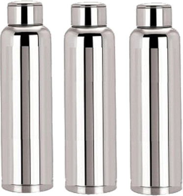 KUBER INDUSTRIES 1000 ml Steel Bottle(Pack of 3, Silver)