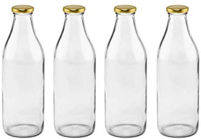 Satyam Kraft 1000 ml Glass Bottle(Pack of 4, Clear)