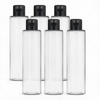 Thinqkart Select 200 ml Plastic Bottle(Pack of 6, Clear, Black)
