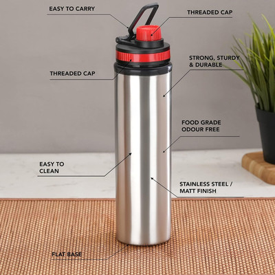 Pack of 1 Stainless Steel Sipper Water Bottle for School, Office, College, Gym 900 ml Bottle Steel
