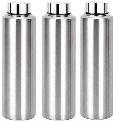 Dynore Set of 3 Stainless Steel fridge bottles 1000 ml Bottle(Pack of 3, Silver, Steel)
