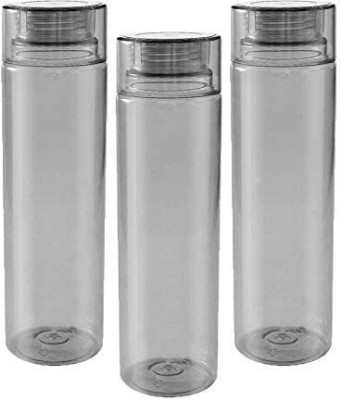 Nilay Round Unbreakable Plastic 1000 ml Fridge Water Bottle Set of 3, White (Grey 1000 ml Bottle(Pack of 3, Grey, Plastic)
