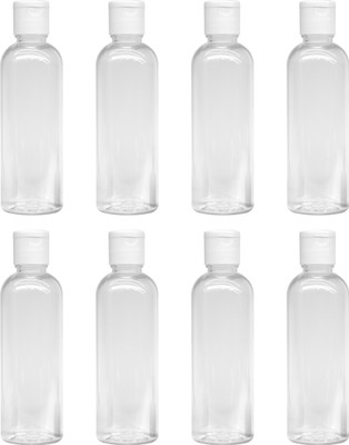 Erza 200ml Empty Clear Plastic Bottles Refillable Pack of 8 200 ml Bottle(Pack of 8, White, Plastic)