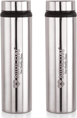 NIRLON Eco Lite Stainless Steel Water Bottle, 900ml, Silver, Set Of 2 900 Ml Bottle (Pack Of 2, Silver, Steel) For Rs. 199 @ 80% off