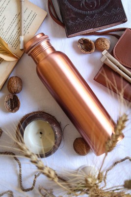 Qing Copper Yoga Water Bottle, 1000ML, Set of 1, Copper 1000 ml Bottle(Pack of 1, Copper, Copper)