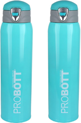 PROBOTT Thermosteel Vacuum Flask Hot & Cold Sports Bottle Each 500ml -Blue (Pack of 2) 500 ml Flask(Pack of 2, Blue, Steel)