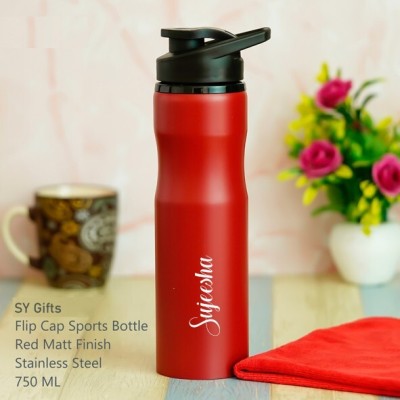 SY Gifts Red Curve Water Bottle 750 ml Flask(Pack of 1, Red, Steel)