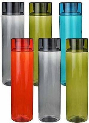 Hoshila Unbreakable 1000 ml Bottle Fridge Water Bottle Set Of 6 1000 ml Bottle 1000 ml Bottle(Pack of 6, Multicolor, Plastic)