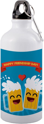 SANNO WORLD NEW-happy friendship day gift for friend with background with beer 600 ml Bottle(Pack of 2, Multicolor, Aluminium)