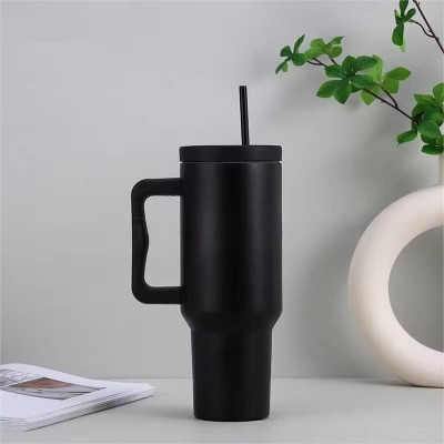 PalD 1200ml Insulated Tumbler with Lid Handle & Straw,Keeps Beverages Hot&Cold(Black) Stainless Steel Tumbler(1200 ml)