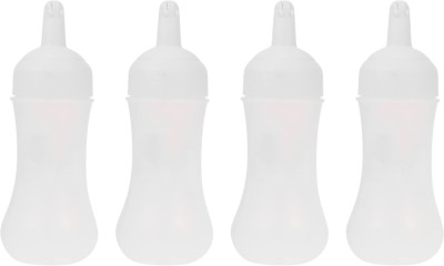 Lellow Plastic Ketchup Squeeze Bottle,Condiment Dispenser For Sauce Vinegar Oil Cruet 280 ml Bottle(Pack of 4, White, Plastic)