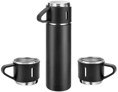 Sedoka Vacuum Flask set Gift Set 500 ml Flask 500 ml Bottle With Drinking Glass(Pack of 1, Multicolor, Steel)