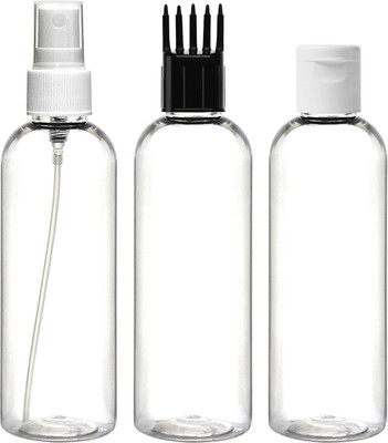 nsb herbals 100 ml PET, Plastic Spray Bottle(Pack of 3, Clear, Black, White)