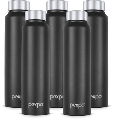 pexpo 950 ml Steel Bottle(Pack of 6, Black)