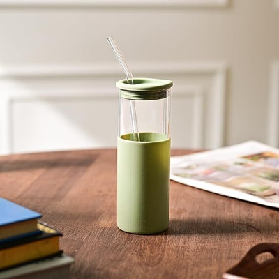 MARKET 99 480 ml Glass Sipper(Pack of 1, Green)