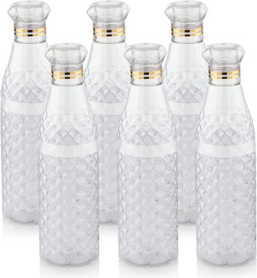 Stysol Diamond crystal Plastic Food Grade Fridge Water Bottle Set (6 Pieces) 1000 ml Bottle(Pack of 6, Grey, Plastic)