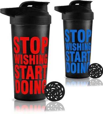 TRUE INDIAN 700 ml Plastic Shaker(Pack of 2, Red, Blue, Black)