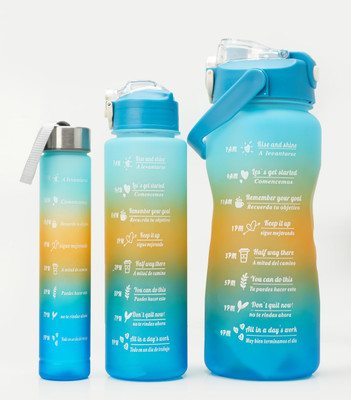 SBTs Motivational Water Bottle Set of 3 in 1 Pcs 2000ml 900ml 300ml 2000 ml Bottle(Pack of 3, Multicolor, Plastic)