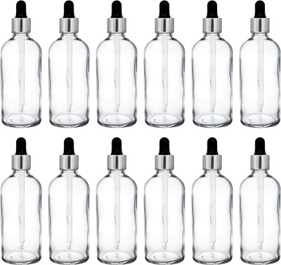 HouseOfCommon 100 ml Glass Bottle(Pack of 12, Clear)