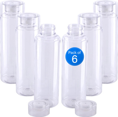KUBER INDUSTRIES 6 Pcs Water Bottle 1 Litre | Rembo Loose | Transparent - White 1000 ml Bottle(Pack of 6, White, Plastic)