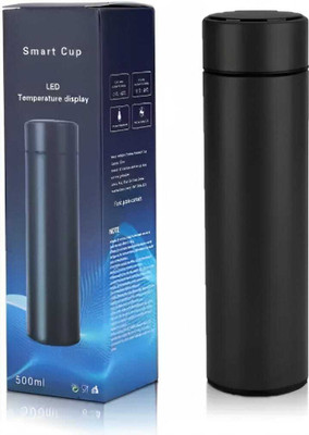 AQUIZZER 500 ml Steel Flask(Pack of 1, Black)