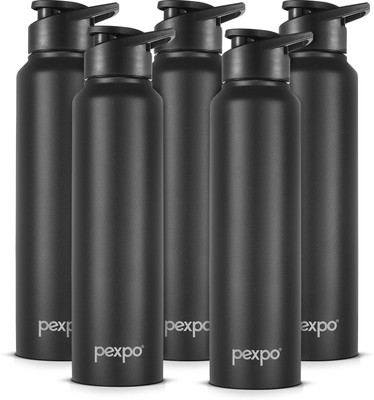 pexpo 950 ml Steel Bottle(Pack of 5, Black)