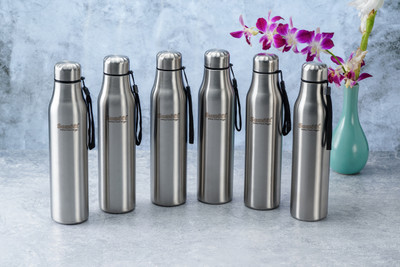 Sumeet 1000 ml Steel Bottle(Pack of 6, Silver)