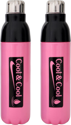 LAZYwindow 1000 ml Plastic Bottle(Pack of 2, Pink)